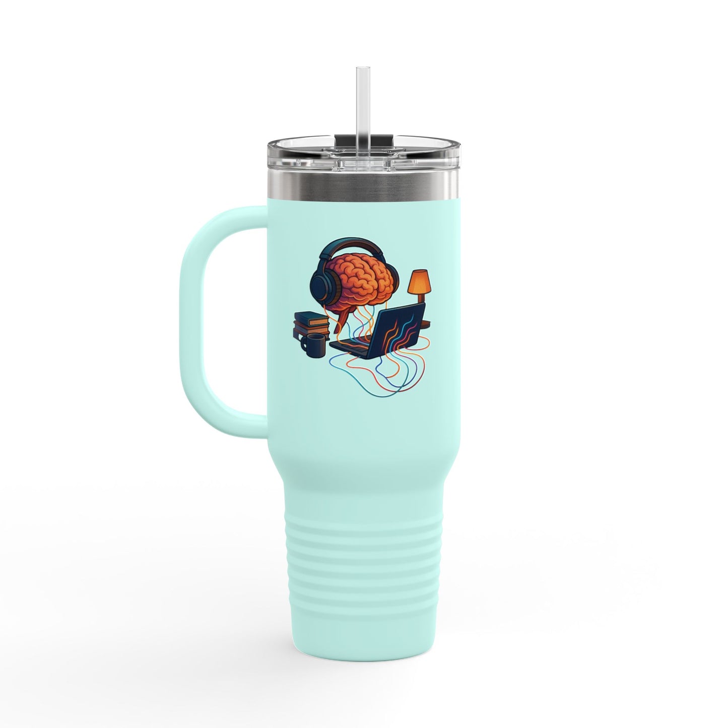 40oz Premium Insulated Travel Mug – Stainless Steel with Straw & Lid