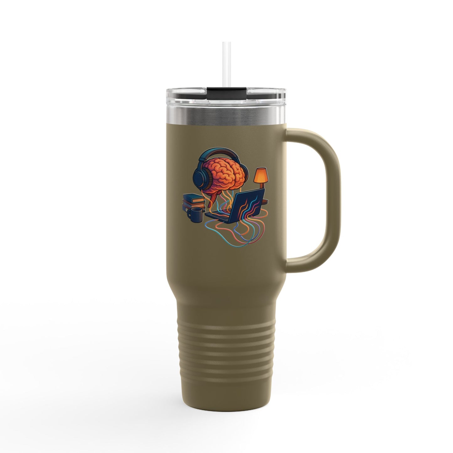 40oz Premium Insulated Travel Mug – Stainless Steel with Straw & Lid