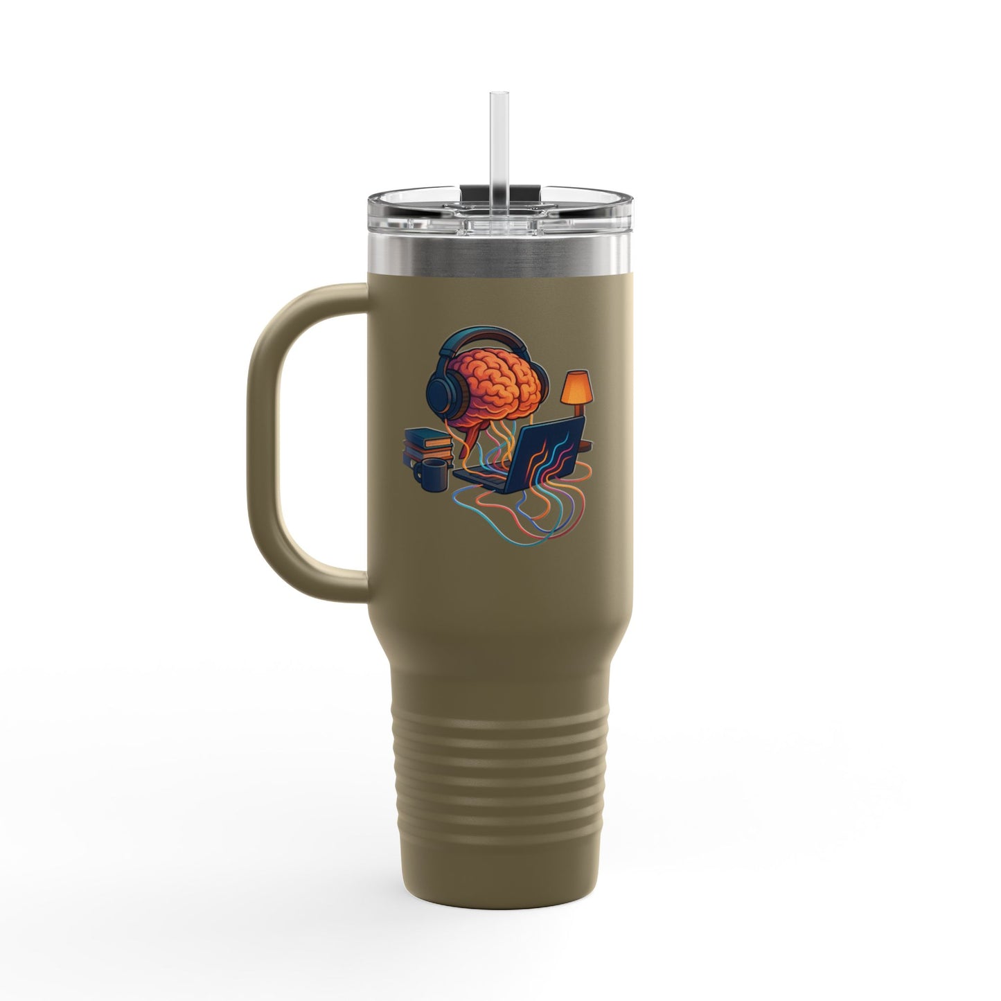 40oz Premium Insulated Travel Mug – Stainless Steel with Straw & Lid